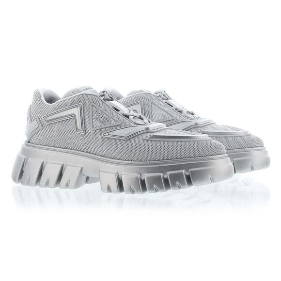 Prada Monolith Evolution Thunder Lug Sole Silver Platform Flat Low Sneaker 38 - Picture 2 of 12